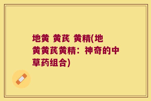 地黄 黄芪 黄精(地黄黄芪黄精：神奇的中草药组合)
