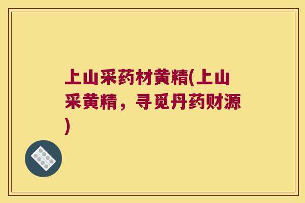 上山采药材黄精(上山采黄精,寻觅丹药财源) 上山采药材黄精(上山采黄精,寻觅丹药财源)