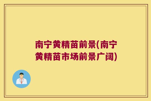 南宁黄精苗前景(南宁黄精苗市场前景广阔)