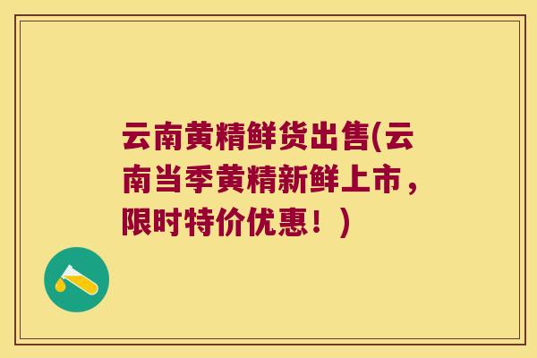 云南黄精鲜货出售(云南当季黄精新鲜上市，限时特价优惠！)
