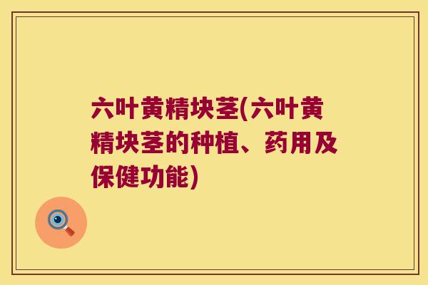 六叶黄精块茎(六叶黄精块茎的种植、药用及保健功能)