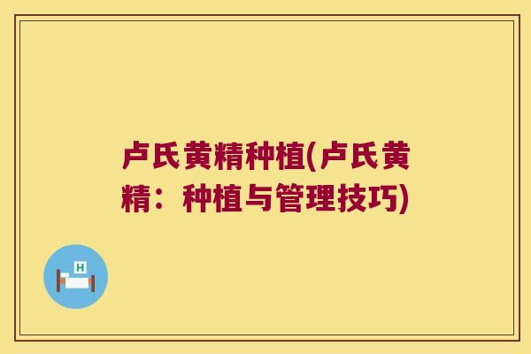 卢氏黄精种植(卢氏黄精:种植与管理技巧) 卢氏黄精种植(卢氏黄精:种植与管理技巧)
