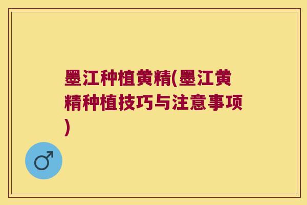 墨江种植黄精(墨江黄精种植技巧与注意事项)