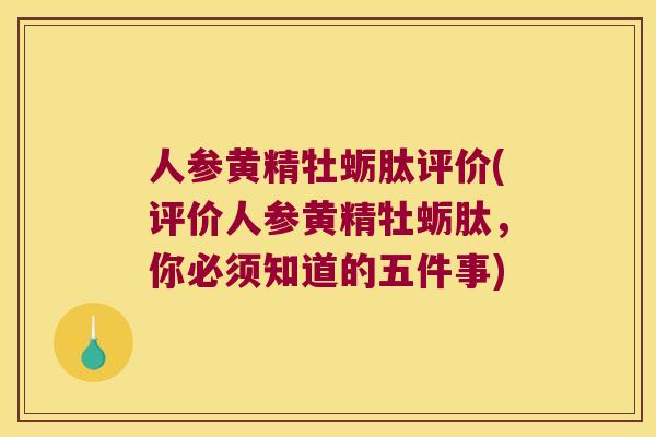 人参黄精牡蛎肽评价(评价人参黄精牡蛎肽,你必须知道的五件事) 人参黄精牡蛎肽评价(评价人参黄精牡蛎肽,你必须知道的五件事)