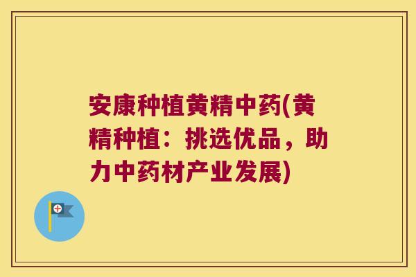 安康种植黄精(黄精种植：挑选优品，助力材产业发展)