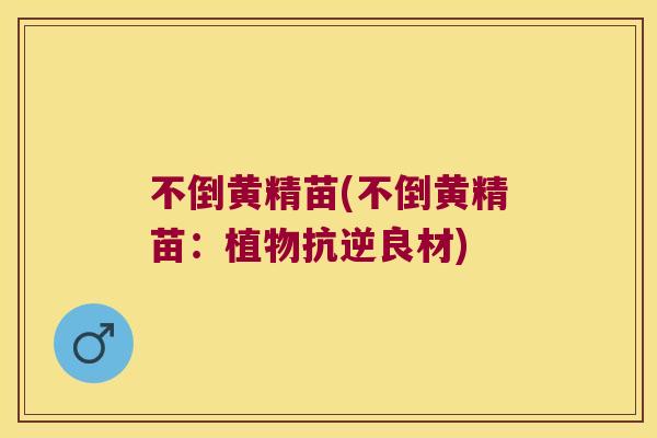 不倒黄精苗(不倒黄精苗:植物抗逆良材) 不倒黄精苗(不倒黄精苗:植物抗逆良材)