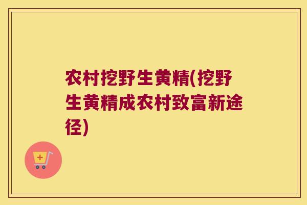 农村挖野生黄精(挖野生黄精成农村致富新途径)