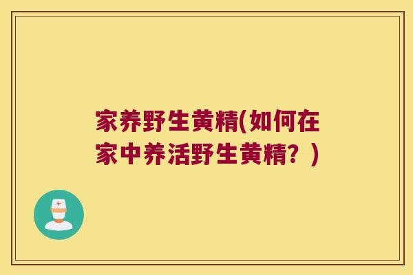 家养野生黄精(如何在家中养活野生黄精?) 家养野生黄精(如何在家中养活野生黄精?)