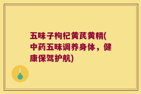 五味子枸杞黄芪黄精(五味调养身体,健康保驾护航) 五味子枸杞黄芪黄精(五味调养身体,健康保驾护航)