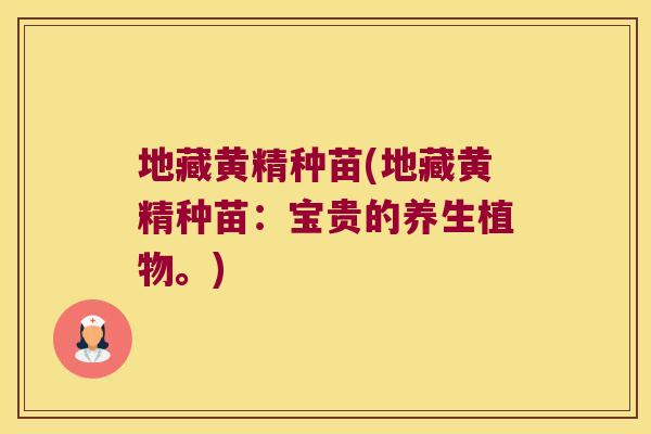 地藏黄精种苗(地藏黄精种苗：宝贵的养生植物。)