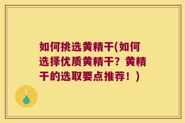如何挑选黄精干(如何选择优质黄精干?黄精干的选取要点推荐!) 如何挑选黄精干(如何选择优质黄精干?黄精干的选取要点推荐!)
