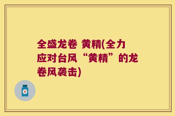 全盛龙卷 黄精(全力应对台风“黄精”的龙卷风袭击)