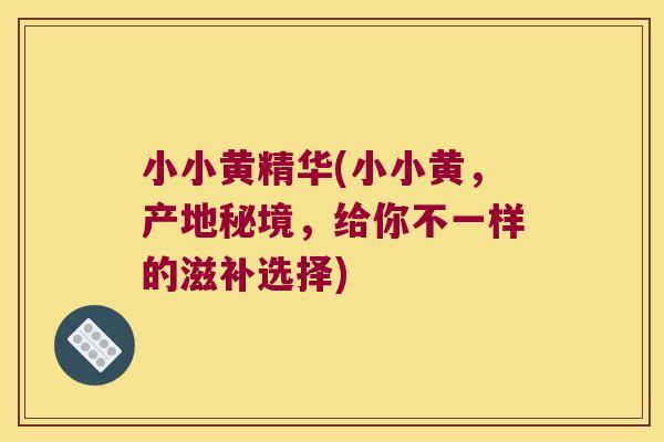 小小黄精华(小小黄，产地秘境，给你不一样的滋补选择)