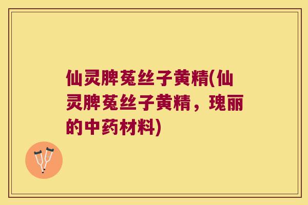 仙灵脾菟丝子黄精(仙灵脾菟丝子黄精，瑰丽的材料)