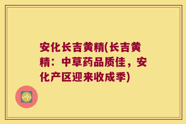 安化长吉黄精(长吉黄精：中草药品质佳，安化产区迎来收成季)