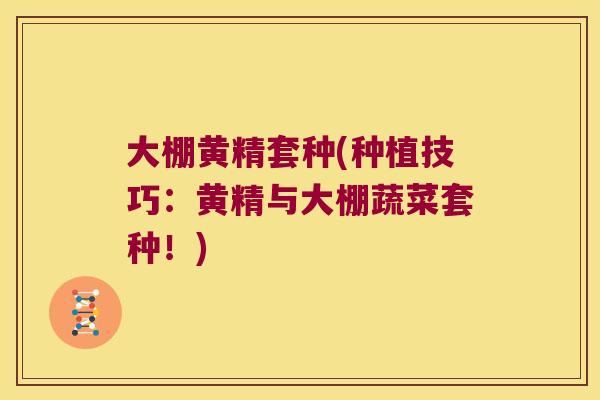 大棚黄精套种(种植技巧：黄精与大棚蔬菜套种！)