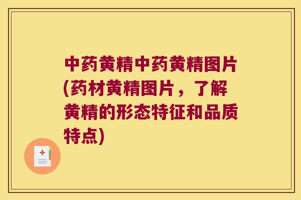 黄精黄精图片(药材黄精图片，了解黄精的形态特征和品质特点)