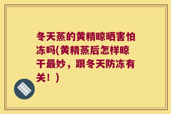 冬天蒸的黄精晾晒害怕冻吗(黄精蒸后怎样晾干妙，跟冬天防冻有关！)