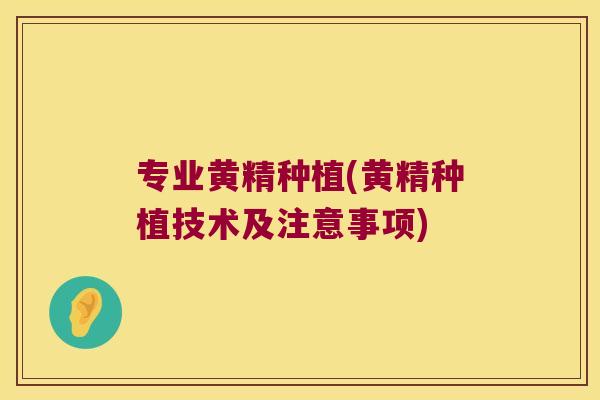 专业黄精种植(黄精种植技术及注意事项)