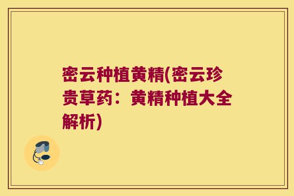 密云种植黄精(密云珍贵草药:黄精种植大全解析) 密云种植黄精(密云珍贵草药:黄精种植大全解析)