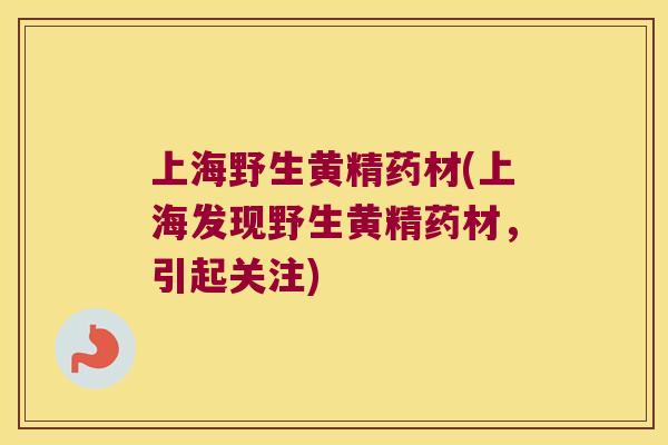 上海野生黄精药材(上海发现野生黄精药材,引起关注) 上海野生黄精药材(上海发现野生黄精药材,引起关注)