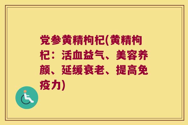 党参黄精枸杞(黄精枸杞:活益气、美容养颜、延缓、提高力) 党参黄精枸杞(黄精枸杞:活益气、美容养颜、延缓、提高力)