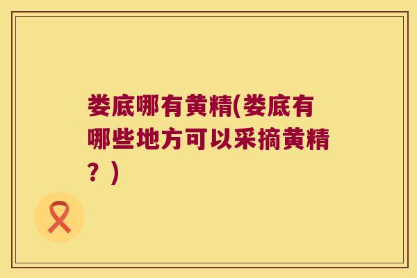 娄底哪有黄精(娄底有哪些地方可以采摘黄精?) 娄底哪有黄精(娄底有哪些地方可以采摘黄精?)