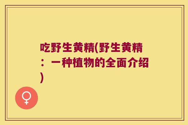 吃野生黄精(野生黄精:一种植物的全面介绍) 吃野生黄精(野生黄精:一种植物的全面介绍)