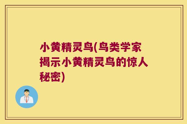 小黄精灵鸟(鸟类学家揭示小黄精灵鸟的惊人秘密) 小黄精灵鸟(鸟类学家揭示小黄精灵鸟的惊人秘密)
