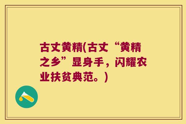 古丈黄精(古丈“黄精之乡”显身手，闪耀农业扶贫典范。)