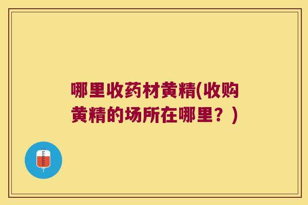 哪里收药材黄精(收购黄精的场所在哪里?) 哪里收药材黄精(收购黄精的场所在哪里?)