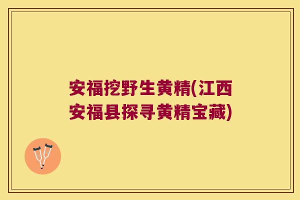 安福挖野生黄精(江西安福县探寻黄精宝藏) 安福挖野生黄精(江西安福县探寻黄精宝藏)