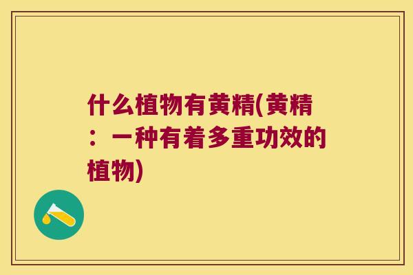 什么植物有黄精(黄精:一种有着多重功效的植物) 什么植物有黄精(黄精:一种有着多重功效的植物)