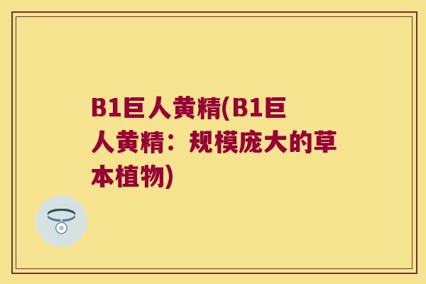 B1巨人黄精(B1巨人黄精：规模庞大的草本植物)