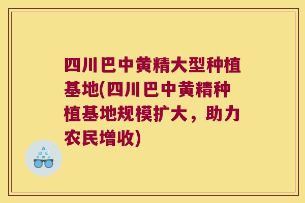 四川巴中黄精大型种植基地(四川巴中黄精种植基地规模扩大，助力农民增收)