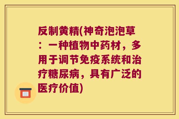 反制黄精(神奇泡泡草:一种植物材,多用于调节系统和,具有广泛的医疗价值) 反制黄精(神奇泡泡草:一种植物材,多用于调节系统和,具有广泛的医疗价值)