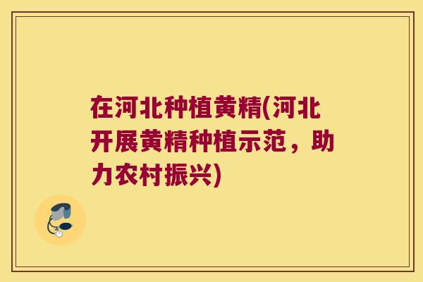 在河北种植黄精(河北开展黄精种植示范，助力农村振兴)