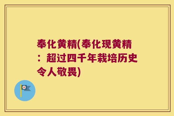 奉化黄精(奉化现黄精：超过四千年栽培历史令人敬畏)