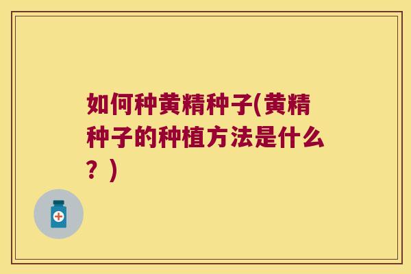 如何种黄精种子(黄精种子的种植方法是什么？)