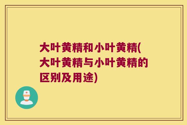 大叶黄精和小叶黄精(大叶黄精与小叶黄精的区别及用途)