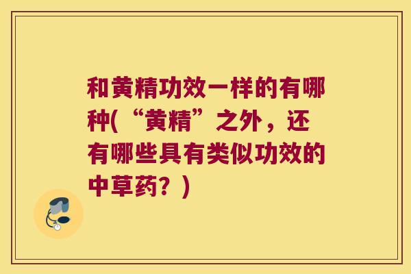和黄精功效一样的有哪种(“黄精”之外,还有哪些具有类似功效的中草药?) 和黄精功效一样的有哪种(“黄精”之外,还有哪些具有类似功效的中草药?)