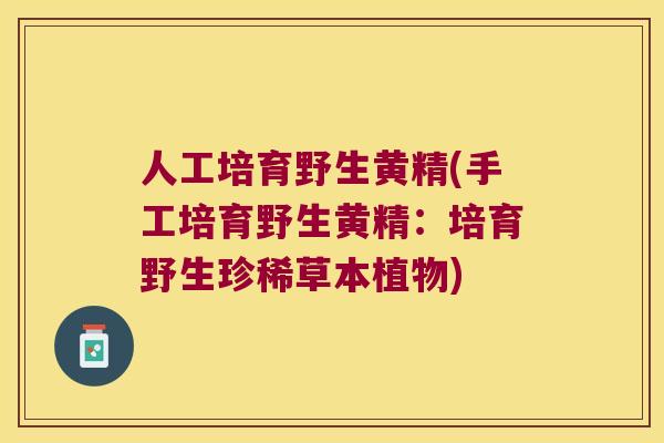 人工培育野生黄精(手工培育野生黄精：培育野生珍稀草本植物)