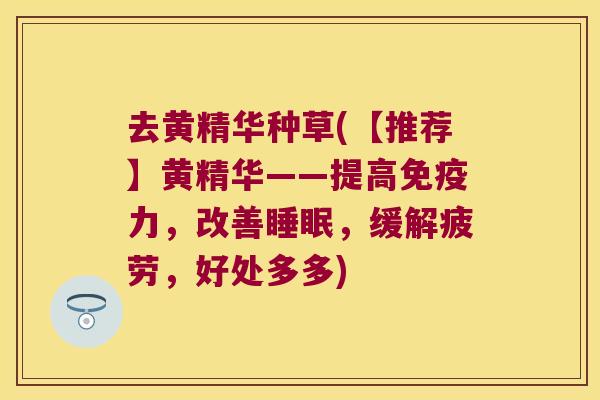 去黄精华种草(【推荐】黄精华——提高力，改善，缓解疲劳，好处多多)
