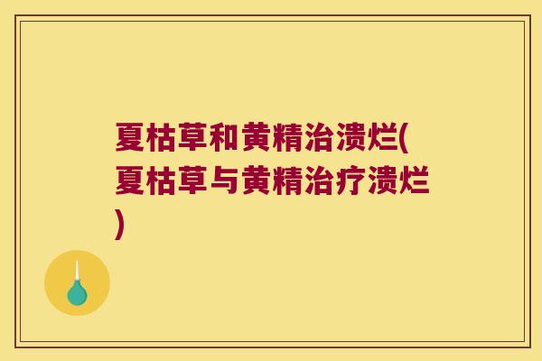 夏枯草和黄精溃烂(夏枯草与黄精溃烂) 夏枯草和黄精溃烂(夏枯草与黄精溃烂)