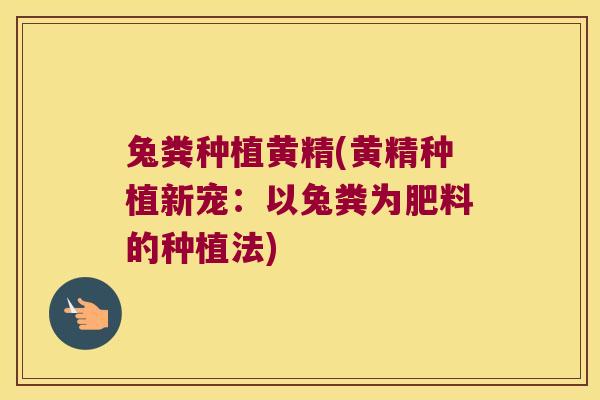 兔粪种植黄精(黄精种植新宠：以兔粪为肥料的种植法)