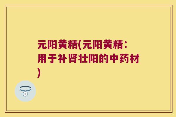 元阳黄精(元阳黄精:用于补壮阳的材) 元阳黄精(元阳黄精:用于补壮阳的材)
