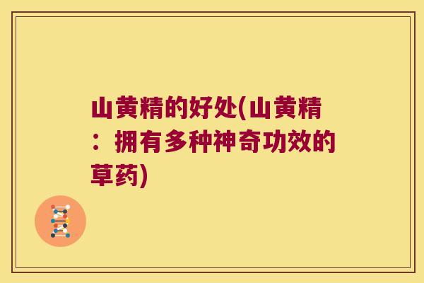 山黄精的好处(山黄精：拥有多种神奇功效的草药)