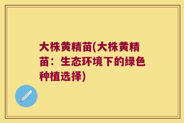 大株黄精苗(大株黄精苗:生态环境下的绿色种植选择) 大株黄精苗(大株黄精苗:生态环境下的绿色种植选择)