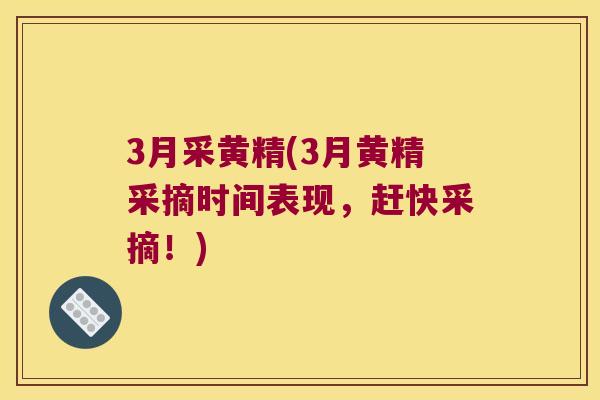 3月采黄精(3月黄精采摘时间表现，赶快采摘！)