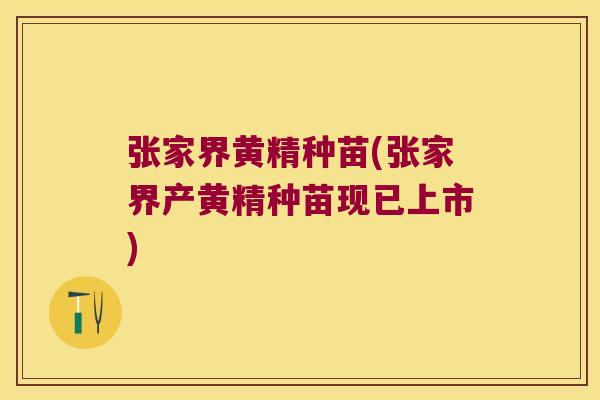 张家界黄精种苗(张家界产黄精种苗现已上市)